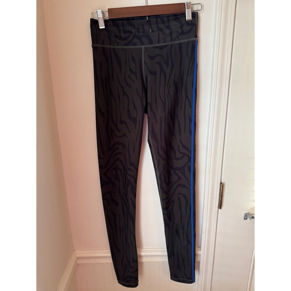 The Upside Womens Tiger Print Leggings Black Blue Stripe Yoga Pants Size S 6